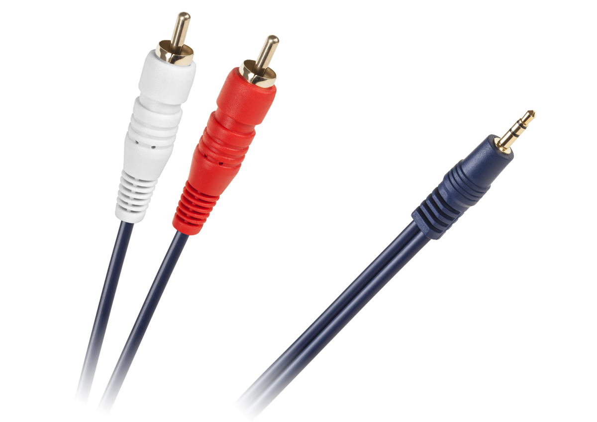 CABLETECH Kabel JACK 3,5-2 x RCA MODRÝ,4MM 10m