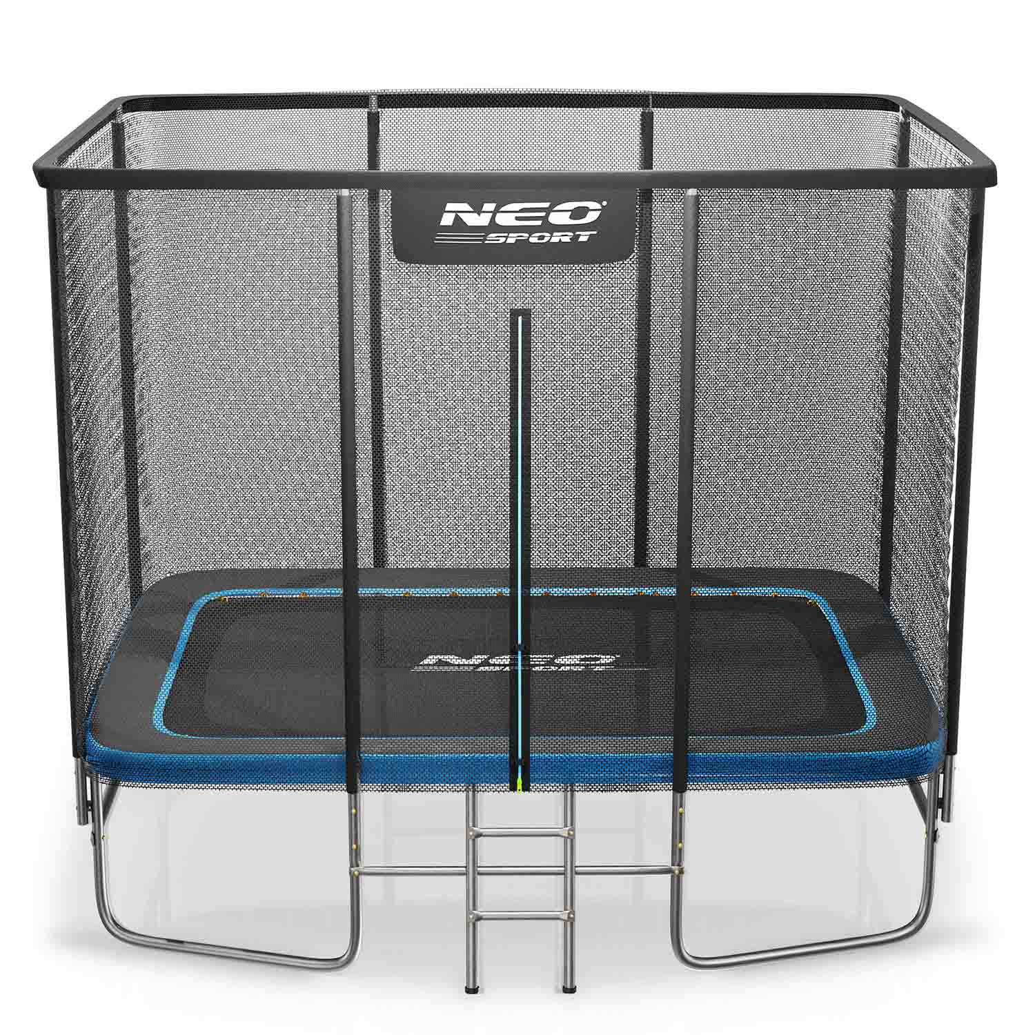 Obdélníková zahradní trampolína 10x7 ft / 305x213 cm s vnější sítí a žebříkem Neo-Sport