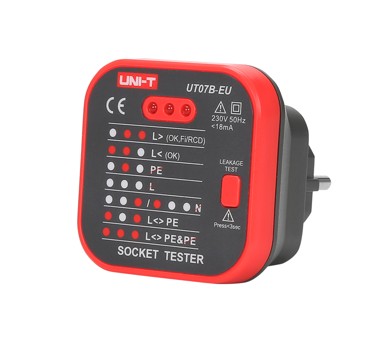 Tester zásuvek s funkcí testování proudových chráničů Uni-T UT07B-EU