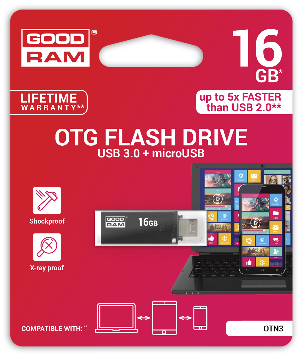 Pendrive Goodram USB 3.0 + microUSB 16GB OTG černý