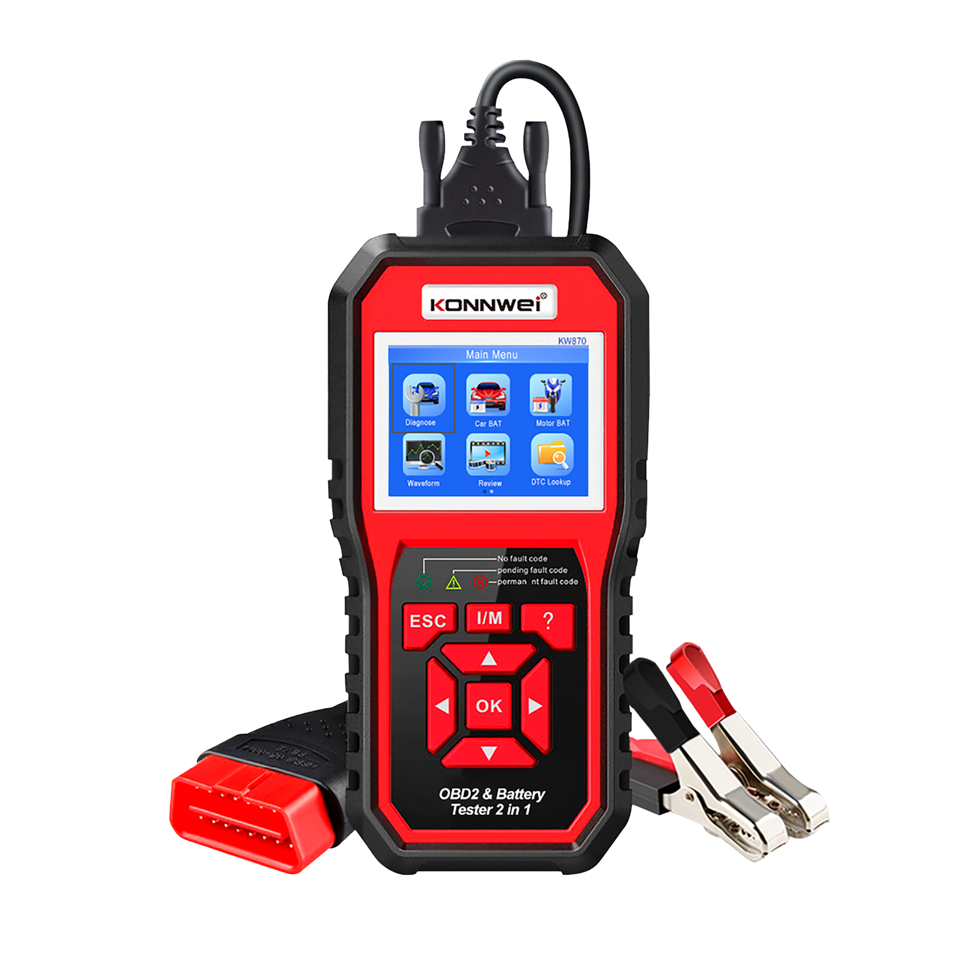Autodiagnostika OBD2 Konnwei KW870 + tester autobatérie