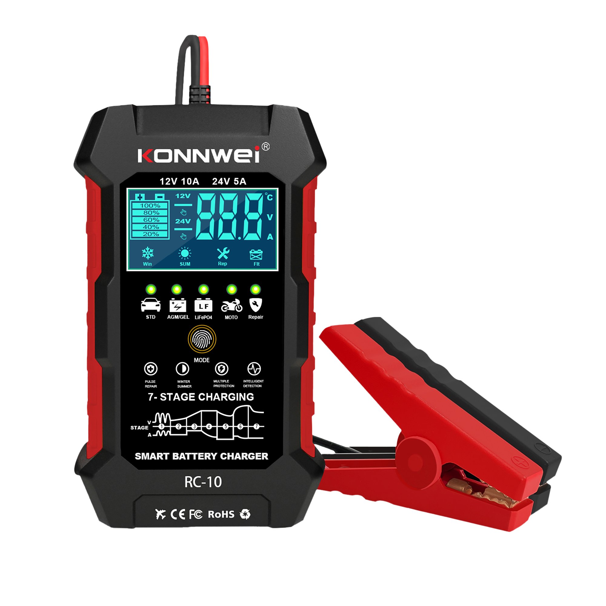 Tester autobaterie Konnwei RC-10
