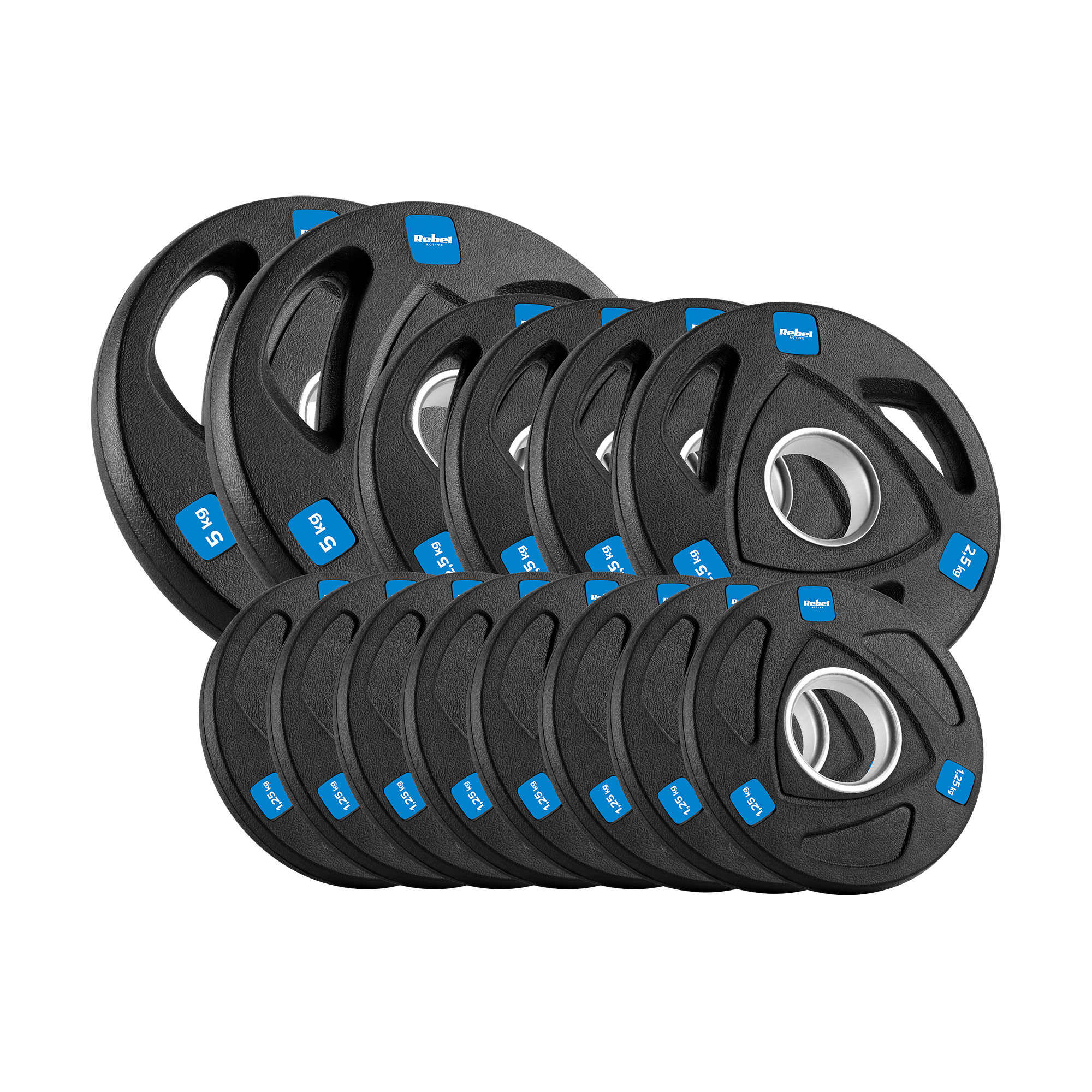 Kotouč na činku (8x1,25kg + 4x2,5kg + 2x5kg) 30kg, 51mm, REBEL ACTIVE