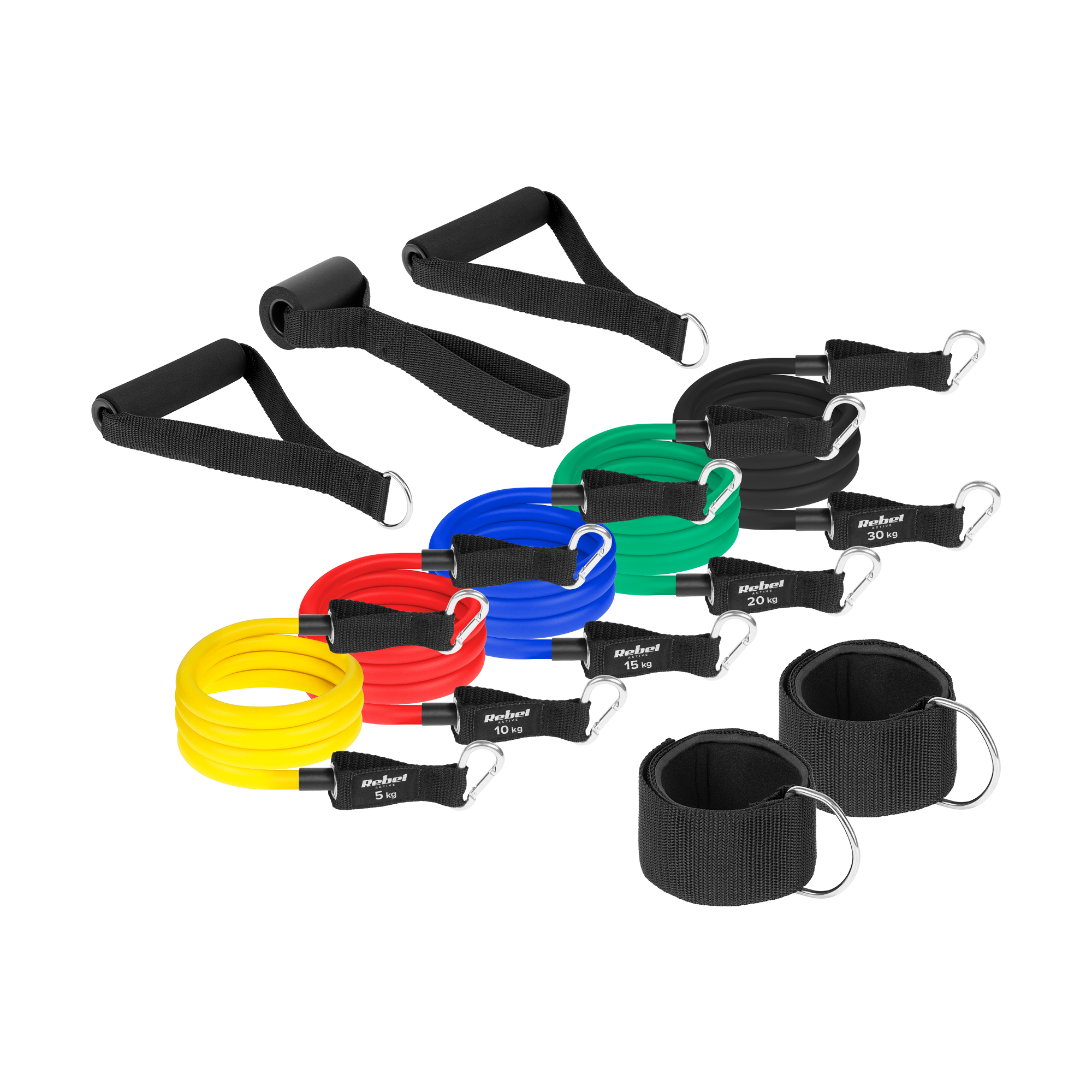 Posilovací gumy - Power Tube Set, 5-30 kg, REBEL ACTIVE