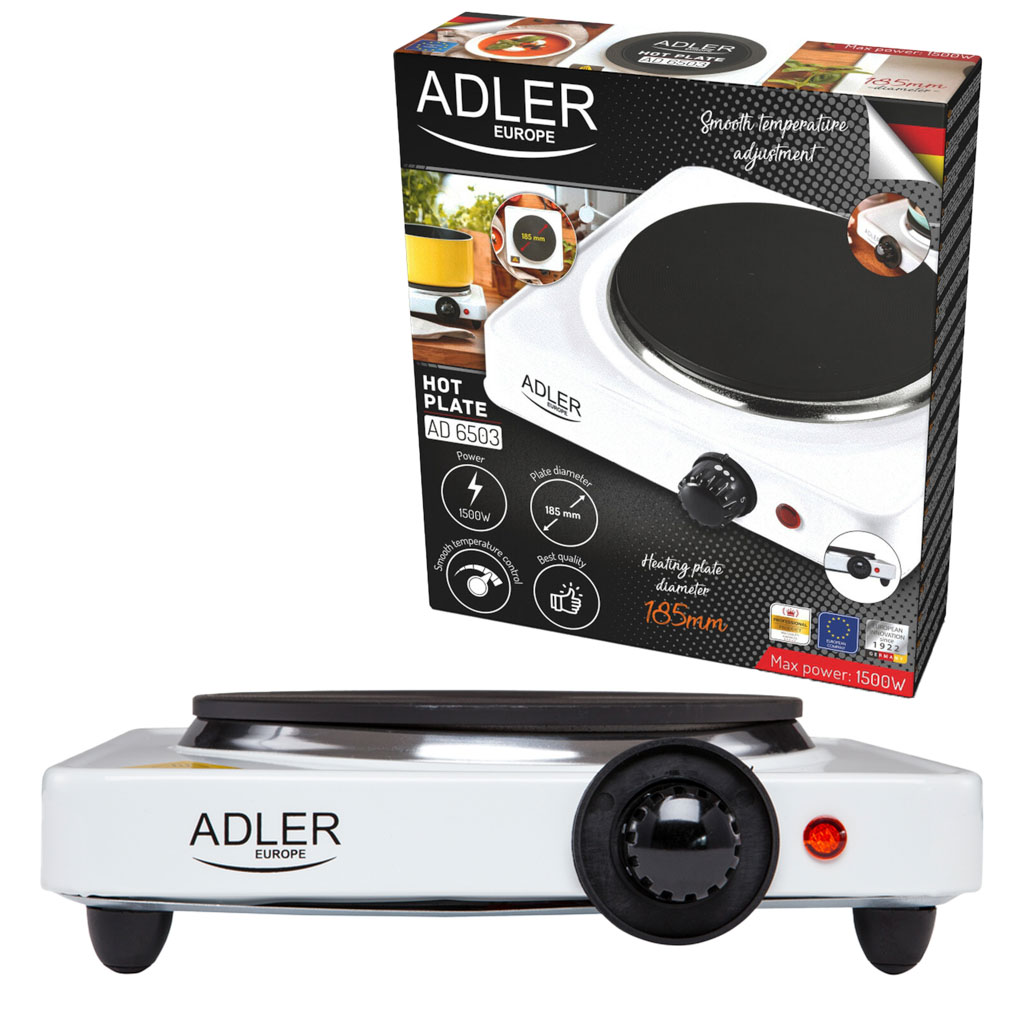 Adler AD 6503 Cestovní elektrický vařič s jedním hořákem 1500W varná deska