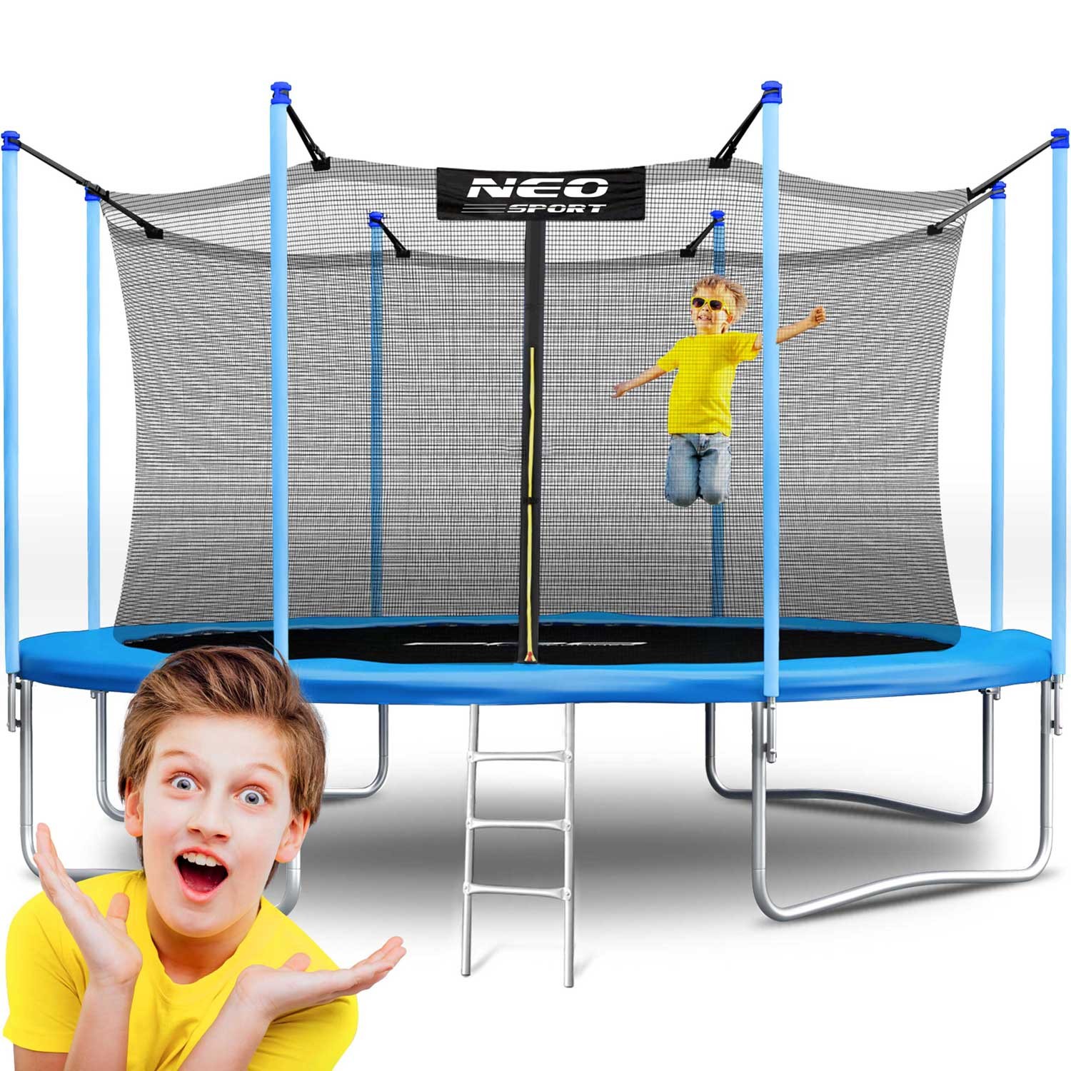 Trampolína 465 cm s vnitřní sítí a žebříkem Neo-Sport