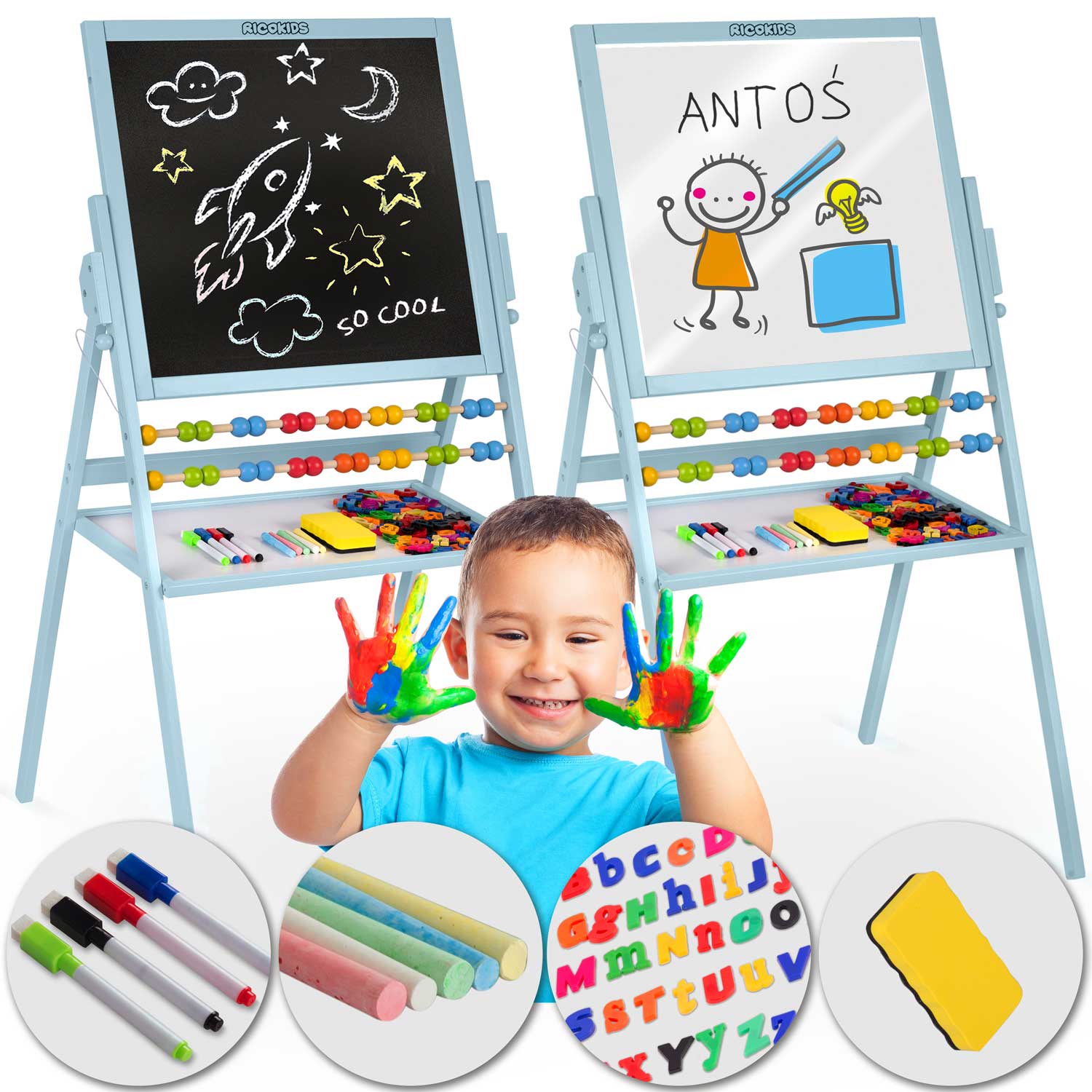 Ricokids Dětská magnetická tabule modrá