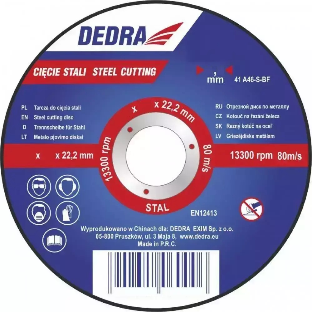 DEDRA 115x1,5x22,2 - řezný kotouč na ocel F13012