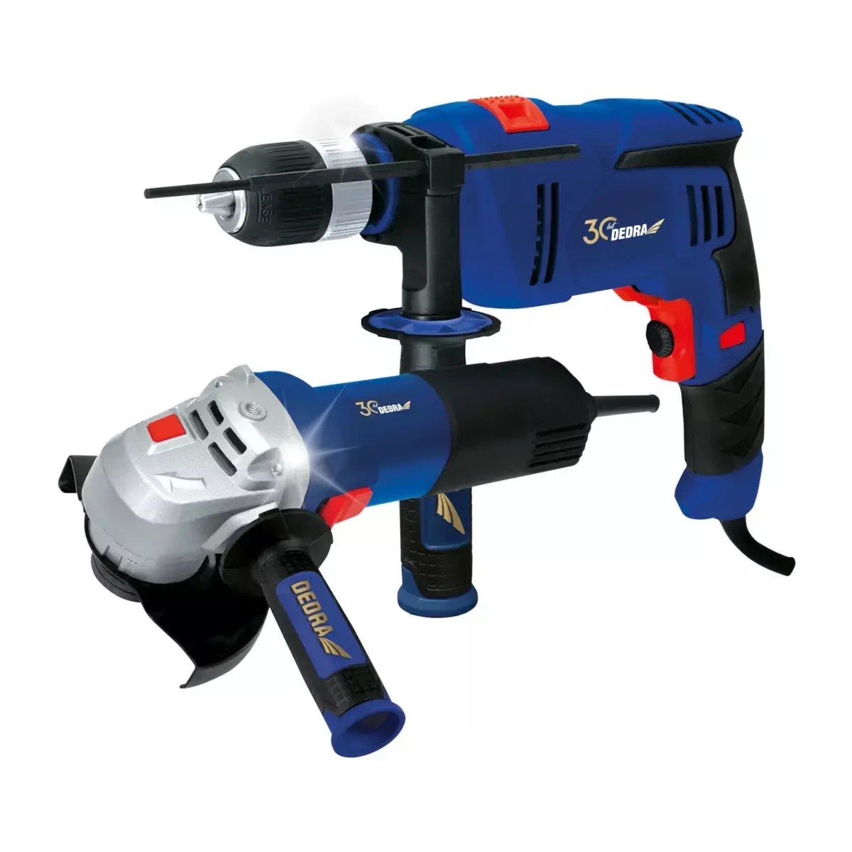 DEDRA-EXIM Sada nářadí vrtačka 900W + bruska 125mm 950W DED7919L3
