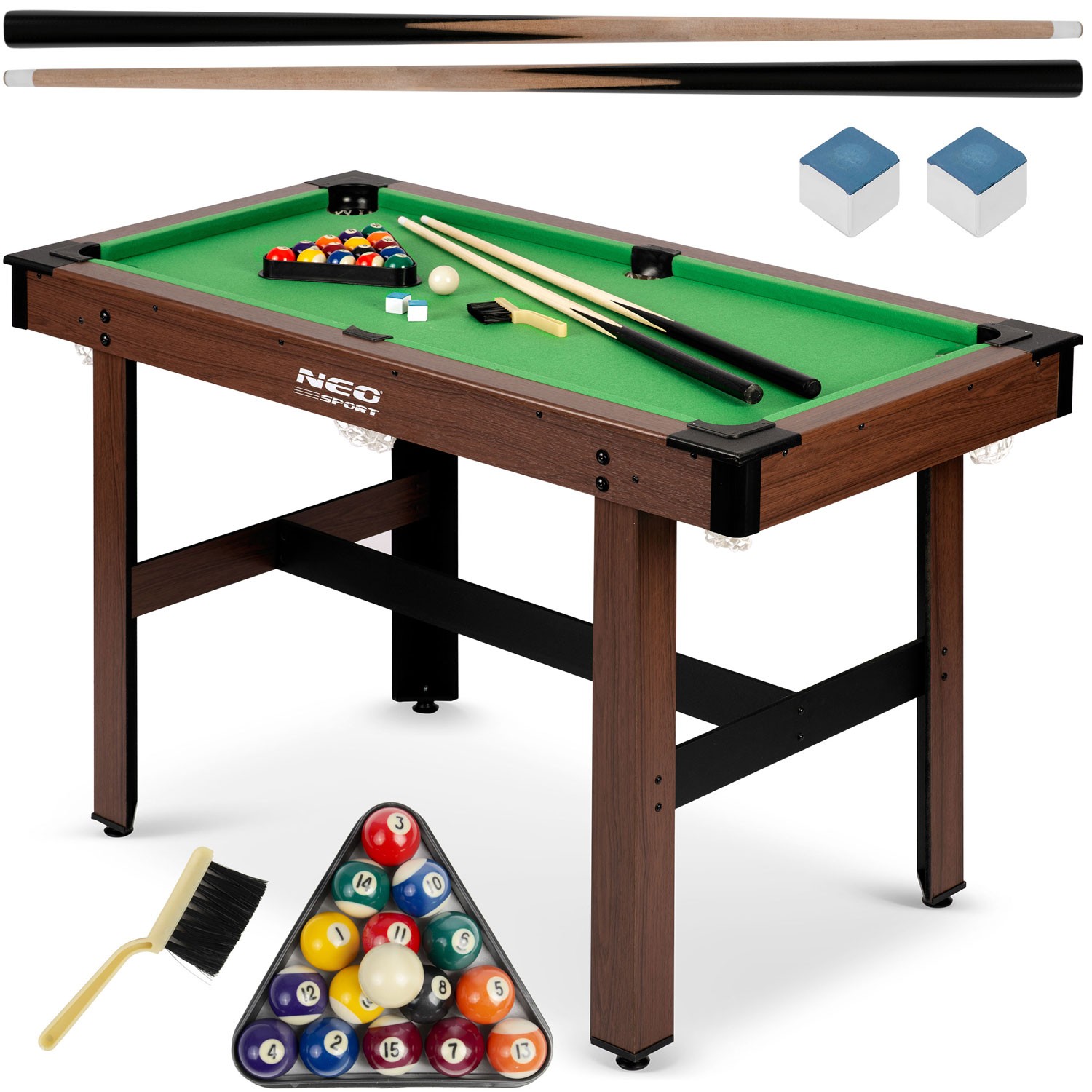 Neo-Sport Biliardový stůl 122 x 61 x 76 cm NS-807 tmavě hnědý