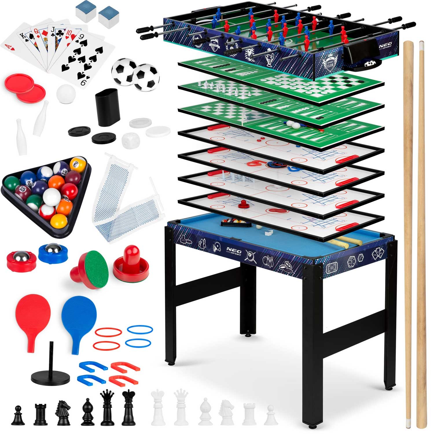 Neo-Sport Multifunkční hrací stůl 12v1 106x59x90 cm NS-801 černý