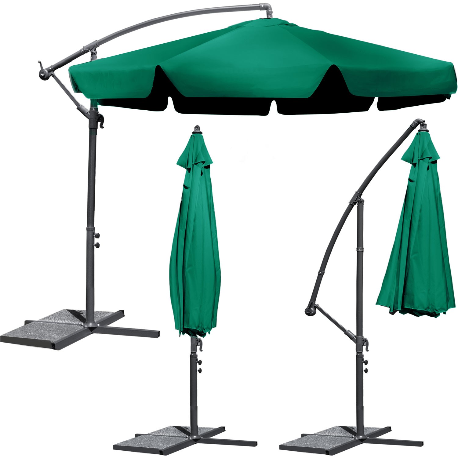 Plonos Slunečník na terasu 350cm zelený 200g/m2