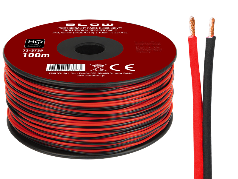 BLOW Reproduktorový kabel 2x0,75 mm černý/červený