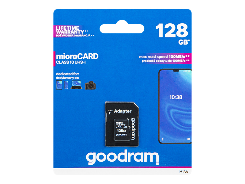 MicroSDXC karta 128GB+ad,SD CL10 GOODRAM