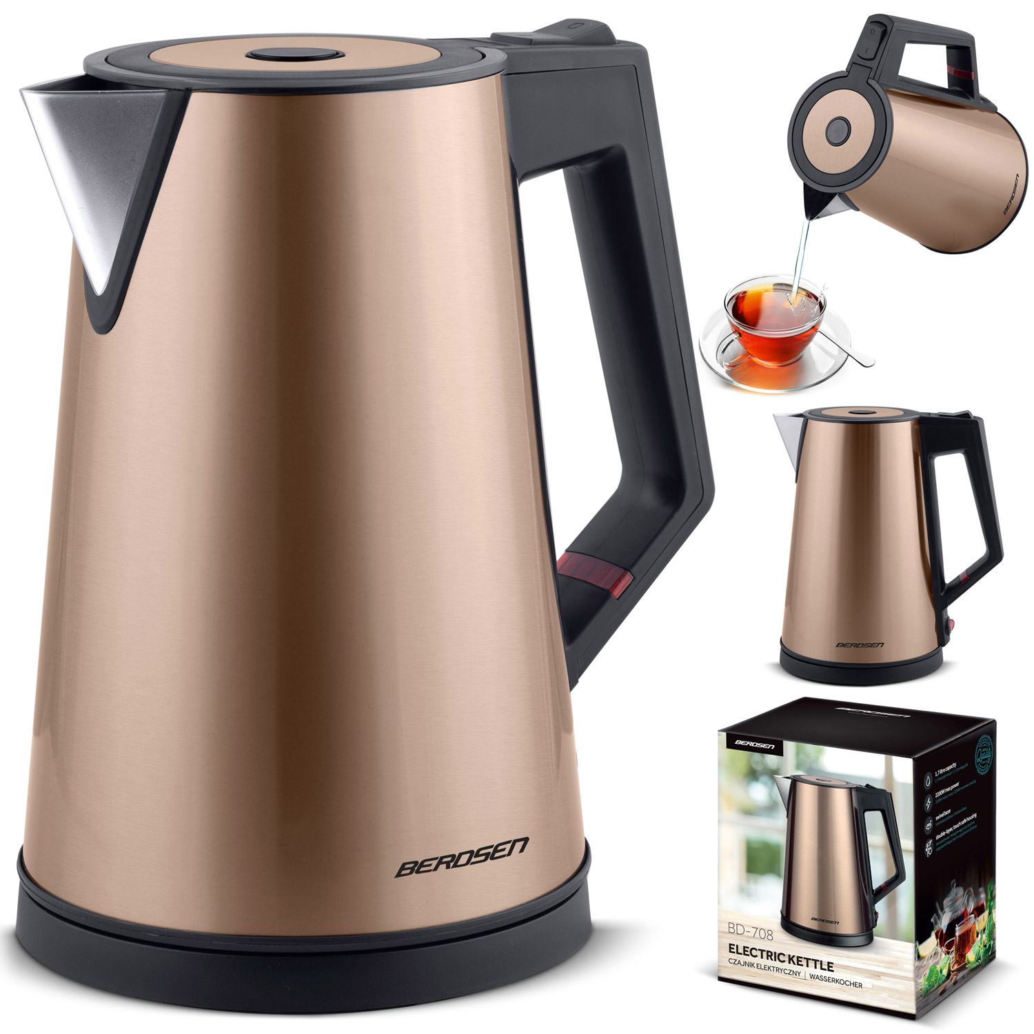 Rychlovarná konvice 1,7l Berdsen BD-708 měděná