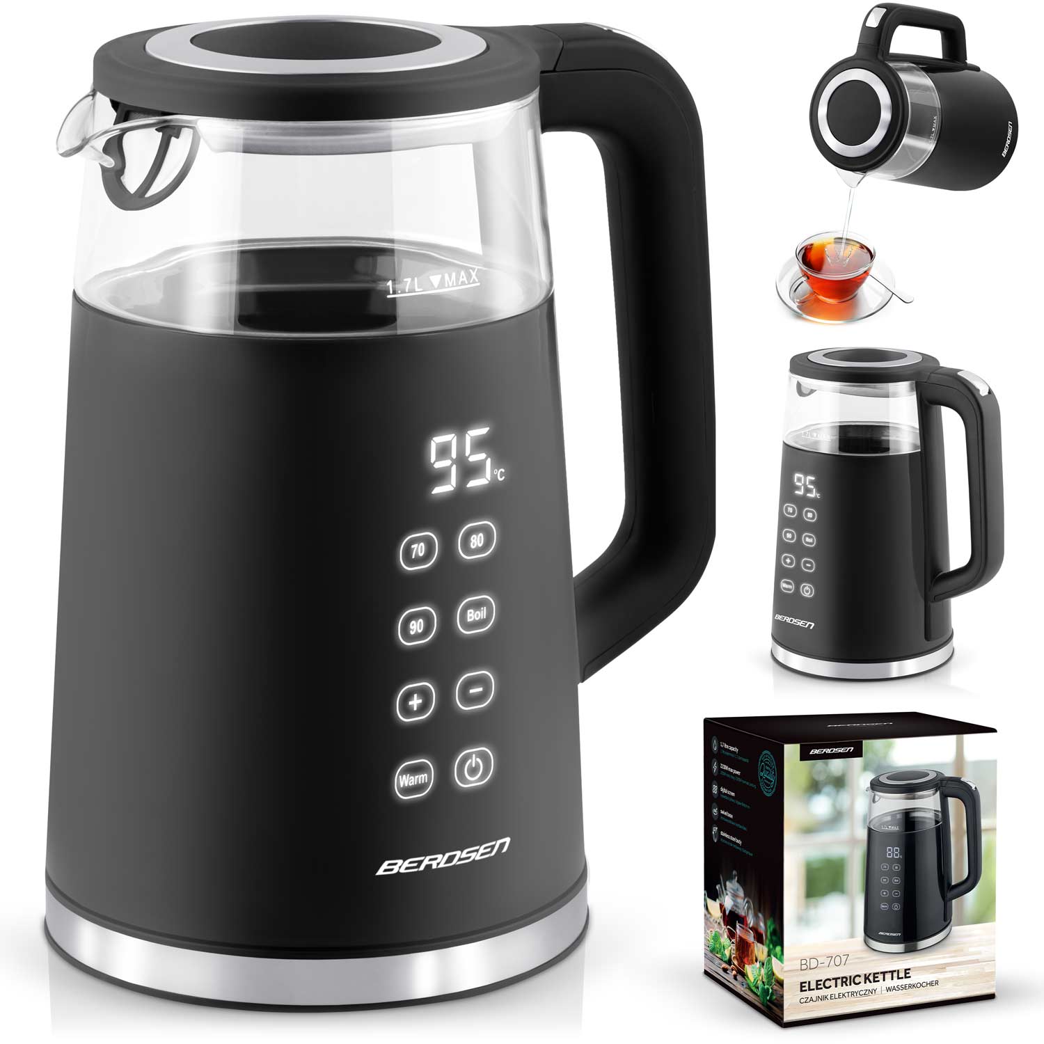 Rychlovarná konvice 1,7l Berdsen BD-707 černá