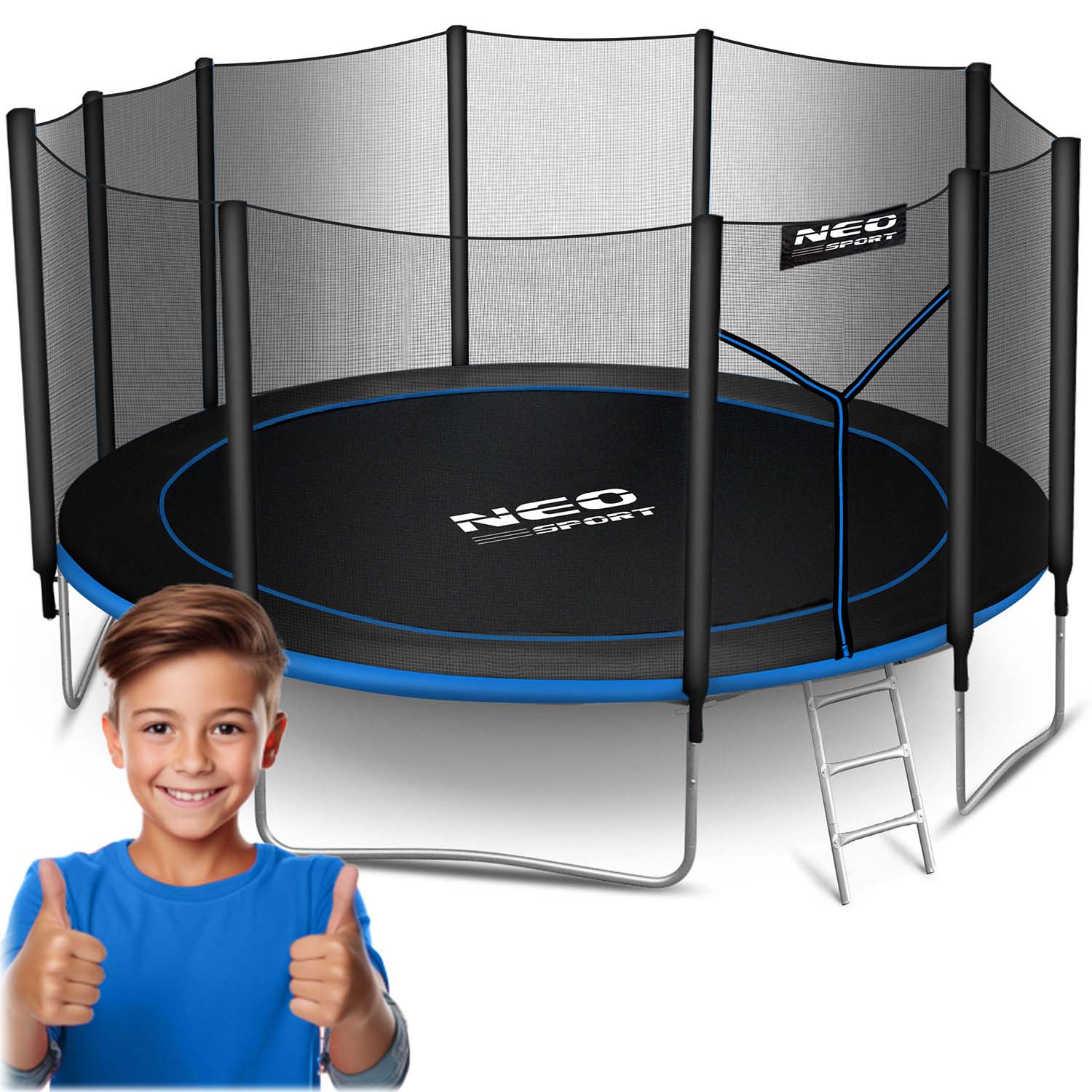 Zahradní trampolína 15ft/465cm s vnější sítí a žebříkem Neo-Sport