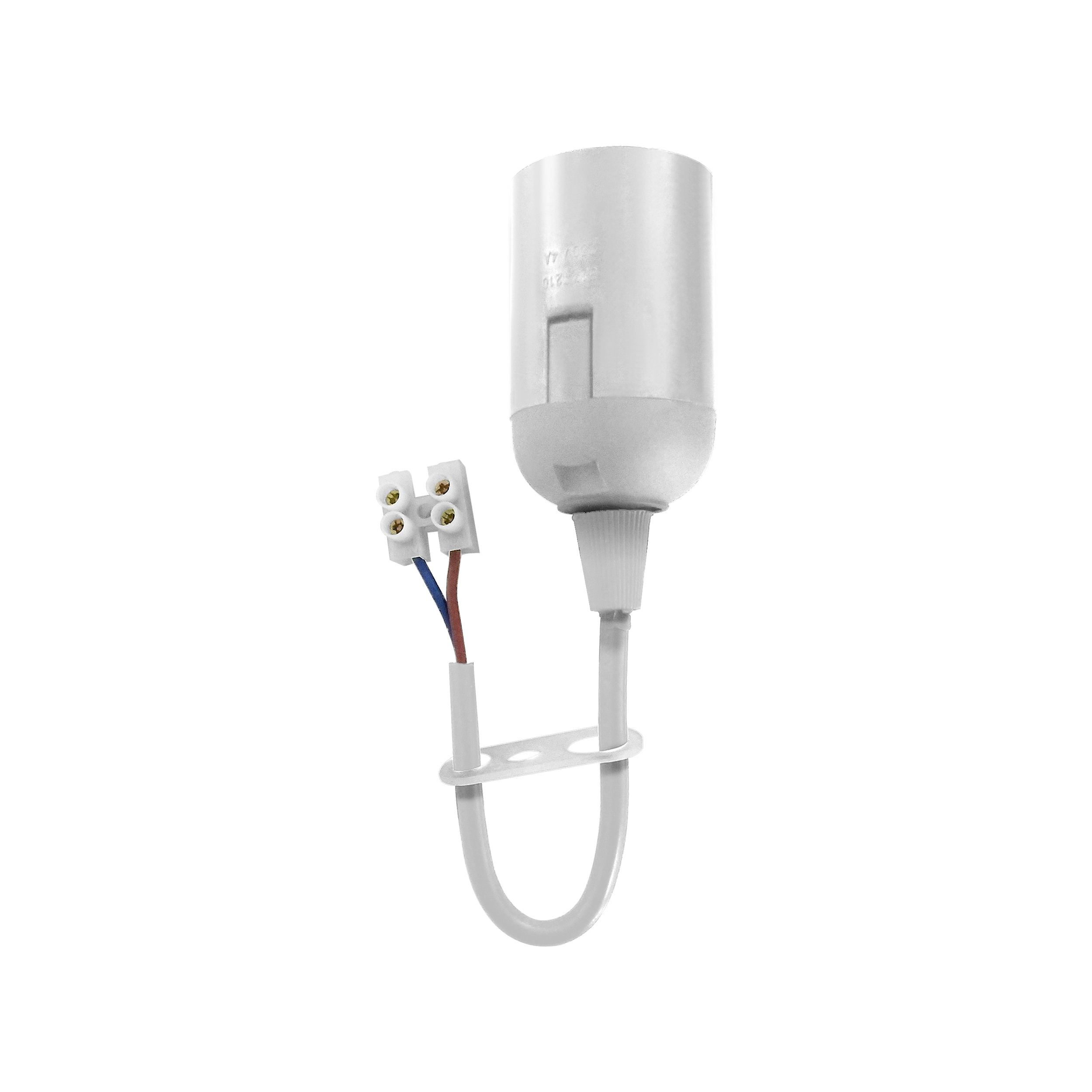 Držák lampy E27 bílý s kabelovou úchytkou