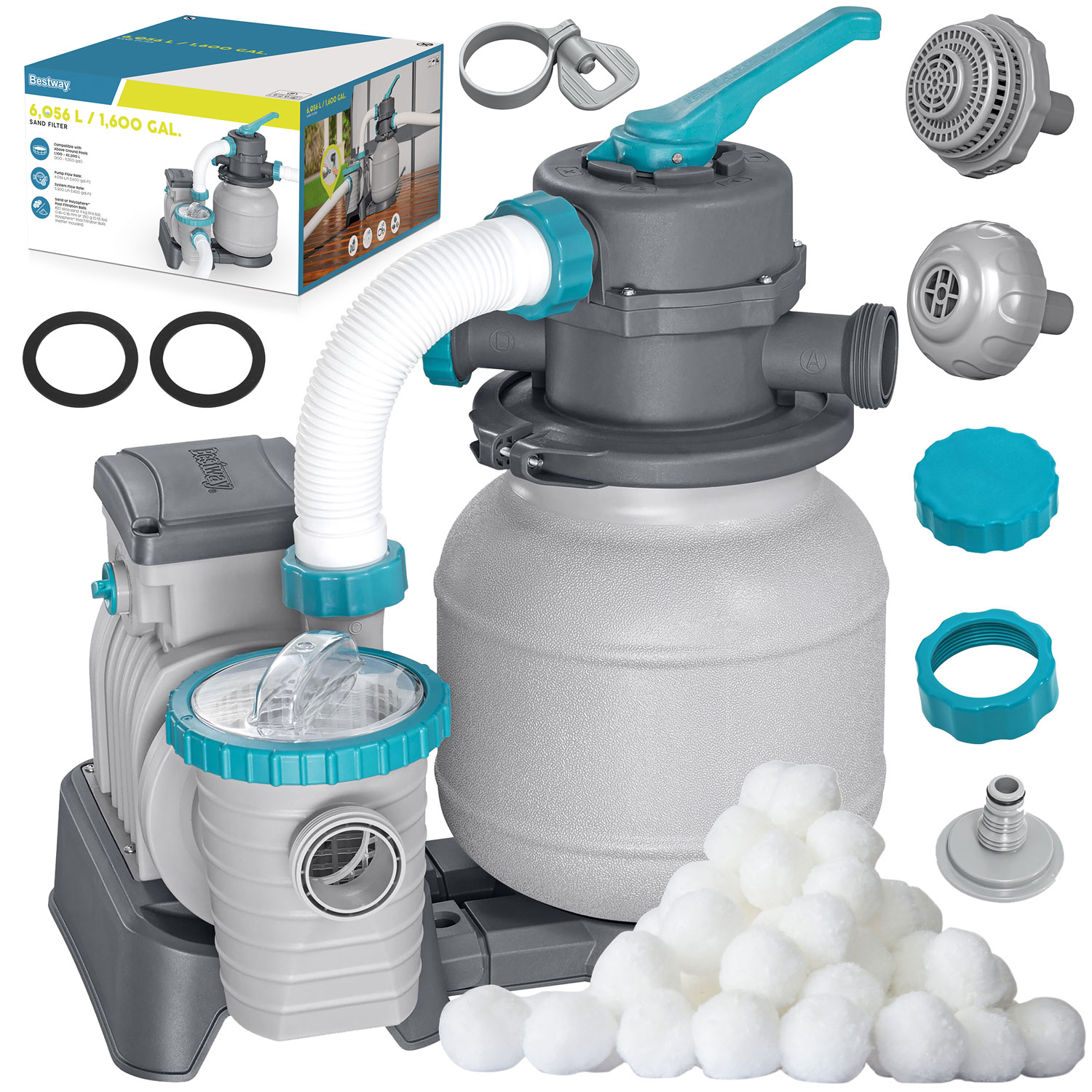 Písková filtrace pro bazény + filtrační kuličky 6056 l/h Bestway 58497