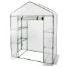 ZÁHRADNÍ SKLENÍK S POLICEMI BÍLÝ 140 x 140 x 200 CM *5460