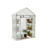 BÍLÝ ZÁHRADNÍ SKLENÍK S POLICEMI 140 x 73 x 200 CM *5484