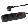 Síťový prodlužovač PR-370WSP/USB 3-Zásuvky+USB s uzemněním+vypínač 3m ČERNÝ 3x1,5mm