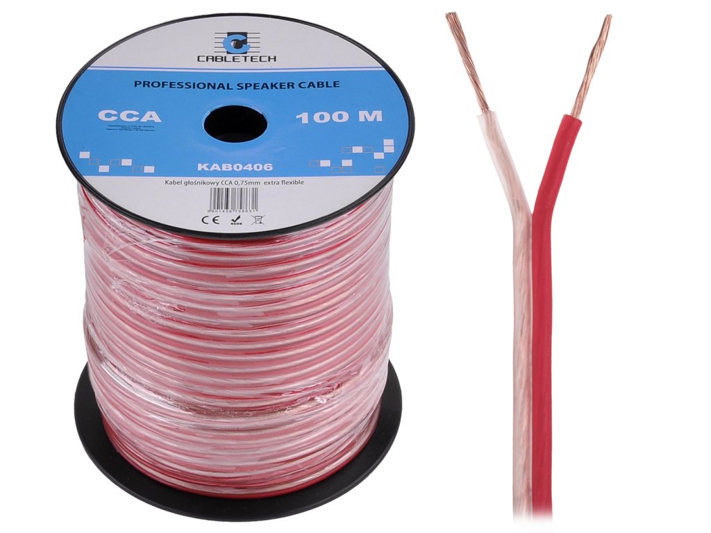 Kábel na reproduktory CCA 0,75 mm Cabletech