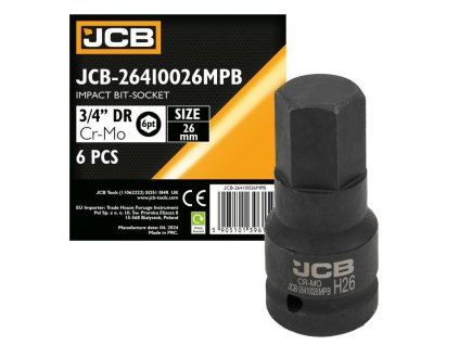JCB 3/4" 26mm Impact Socket 6-uglovni Cr-Mo Ključ