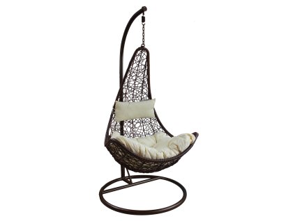 VISEĆA SJEDALICA TAMNOSMEĐA, JASTUČIĆ - KREM, OKVIR - TAMNOSMEĐI, POLA/1151/ *1136