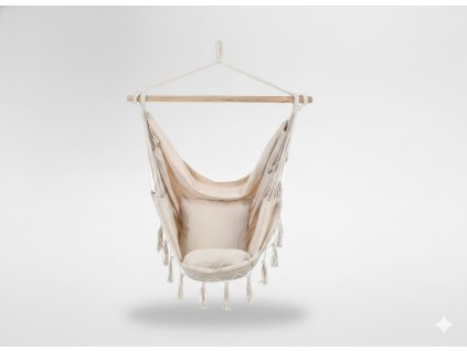 HOJDAČKA - BRAZÍLIJA VISEĆA STOLICA BOHO 130 x 100 CM BEŽ *3316