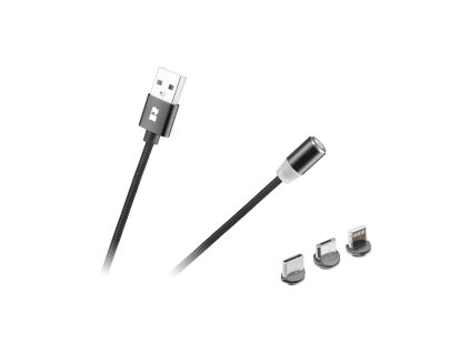 USB kabel 3u1 microUSB, USB tip C, Lightning 1m magnetski RB-6004-100-B