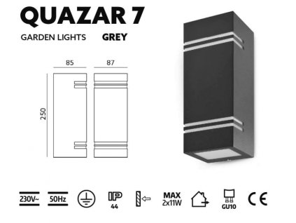 Vanjska zidna svjetiljka QUAZAR 7 siva