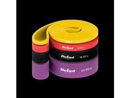 Elastične trake za vježbanje - Power Band PLs-2, 4-45 kg, 4 trake, REBEL ACTIVE
