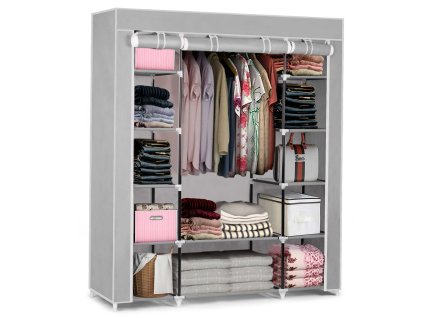 Tkanina ormar s policama Massido - siva MAXI