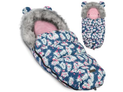 Plava vreća za kolica s flamingima