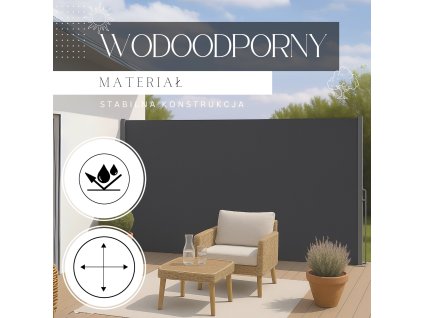 176651 aw0004 markiza boczna 350 x 180 cm ciemno szara M0