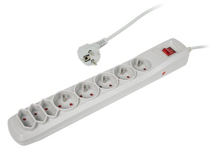 Produžni kabel s prenaponskom zaštitom 1,5m R-8 siva