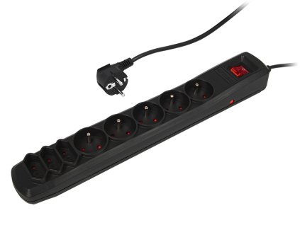 Produžni kabel s prenaponskom zaštitom 3m R-8 crni