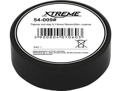 Izolacijska traka 0,13 mm/19 mm/20 m - crna 54-009#