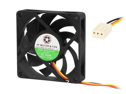 Ventilator za PC 70x15mm 12V s kugličnim ležajem 3-pinski