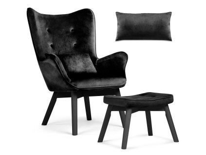 Fotelja s podnožjem Sofotel Norse crna