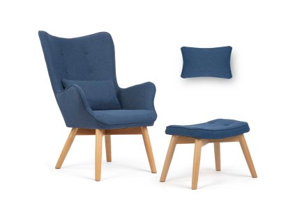 Fotelja s podnožjem plava