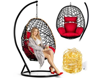 Viseća vrtna stolica Sabana crna + crvena