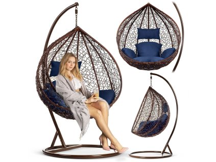 Viseća vrtna stolica Hawana smeđa + tamnoplavi jastuci Sofotel