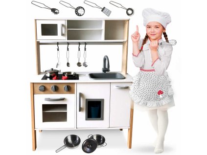 Drvena kuhinjica za djecu - retro s dodacima