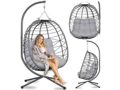 Viseća vrtna stolica Tihuana siva + sivi jastuci Sofotel