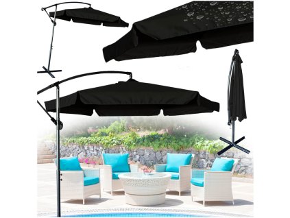 Parasol ogrodowy duzy skladany z wysiegnikiem 290cm czarny 171100