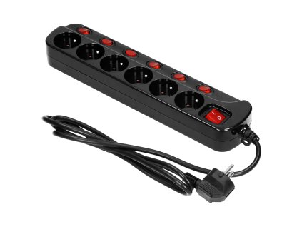 Multiswitch produžni kabel 6 utičnica, 1.5m kabel, crna
