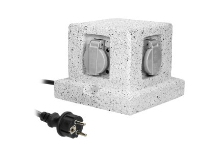 Vrtna utičnica 4x, gumeni kabel 3m