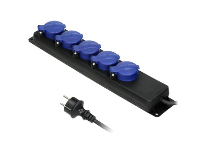 Gumeni produžni kabel IP44, 3m, 5 utičnica
